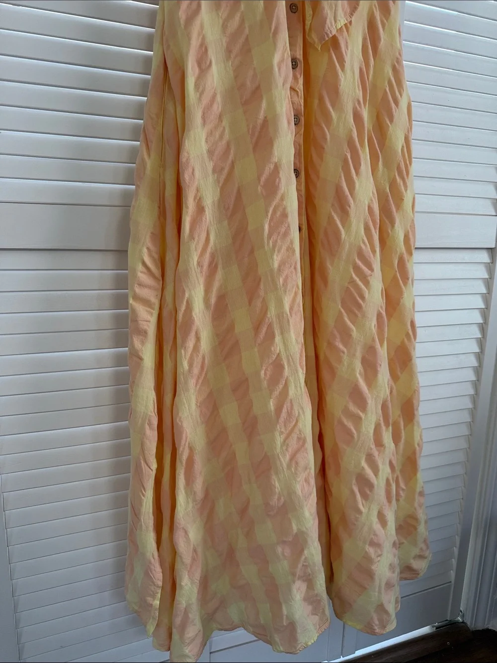 Free People Peach and Yellow Striped Tie-Back Maxi Dress